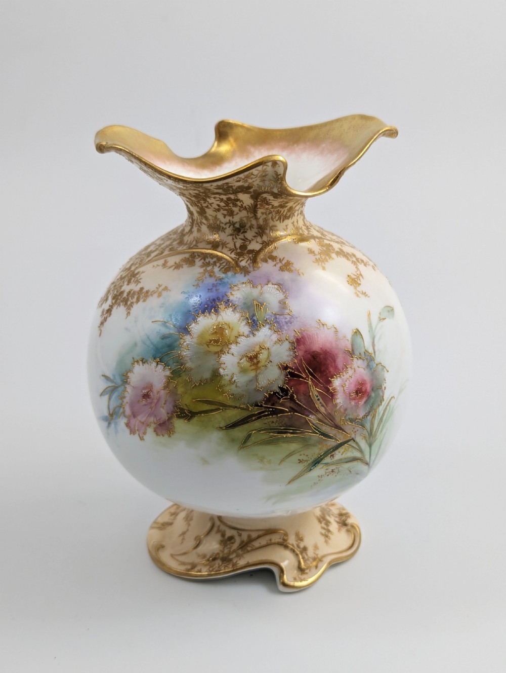 Doulton Burslem Vase, Hand-Painted,Rare1891