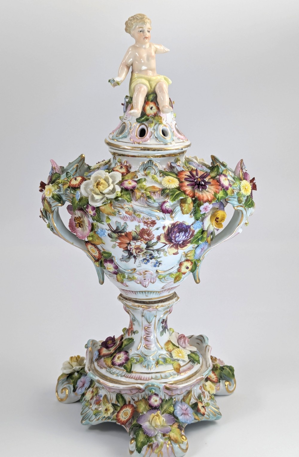 Very Rare Luxury Sitzendorf Potpourri Vase, c. 1885