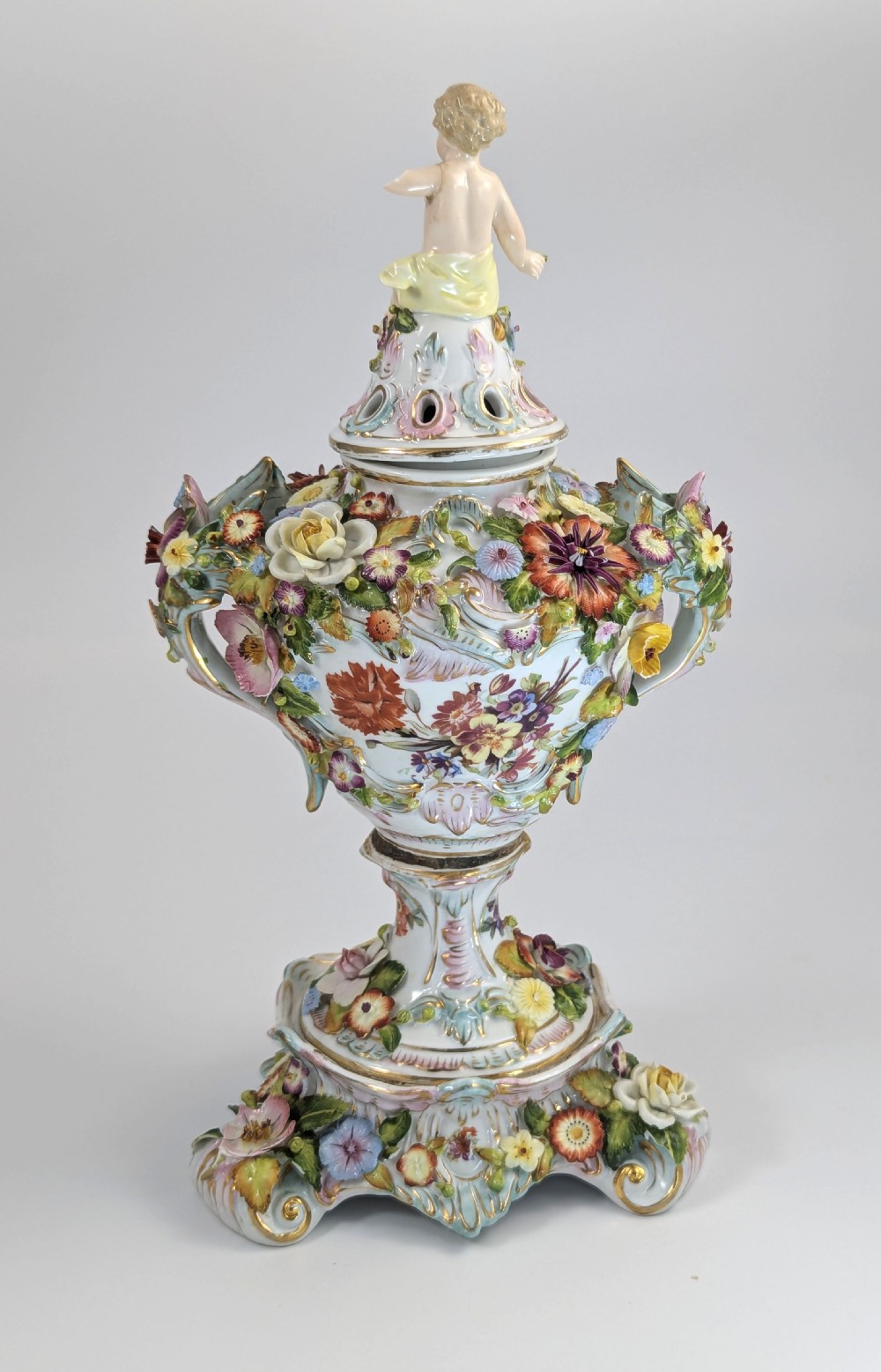 Very Rare Luxury Sitzendorf Potpourri Vase, c. 1885 View VIII