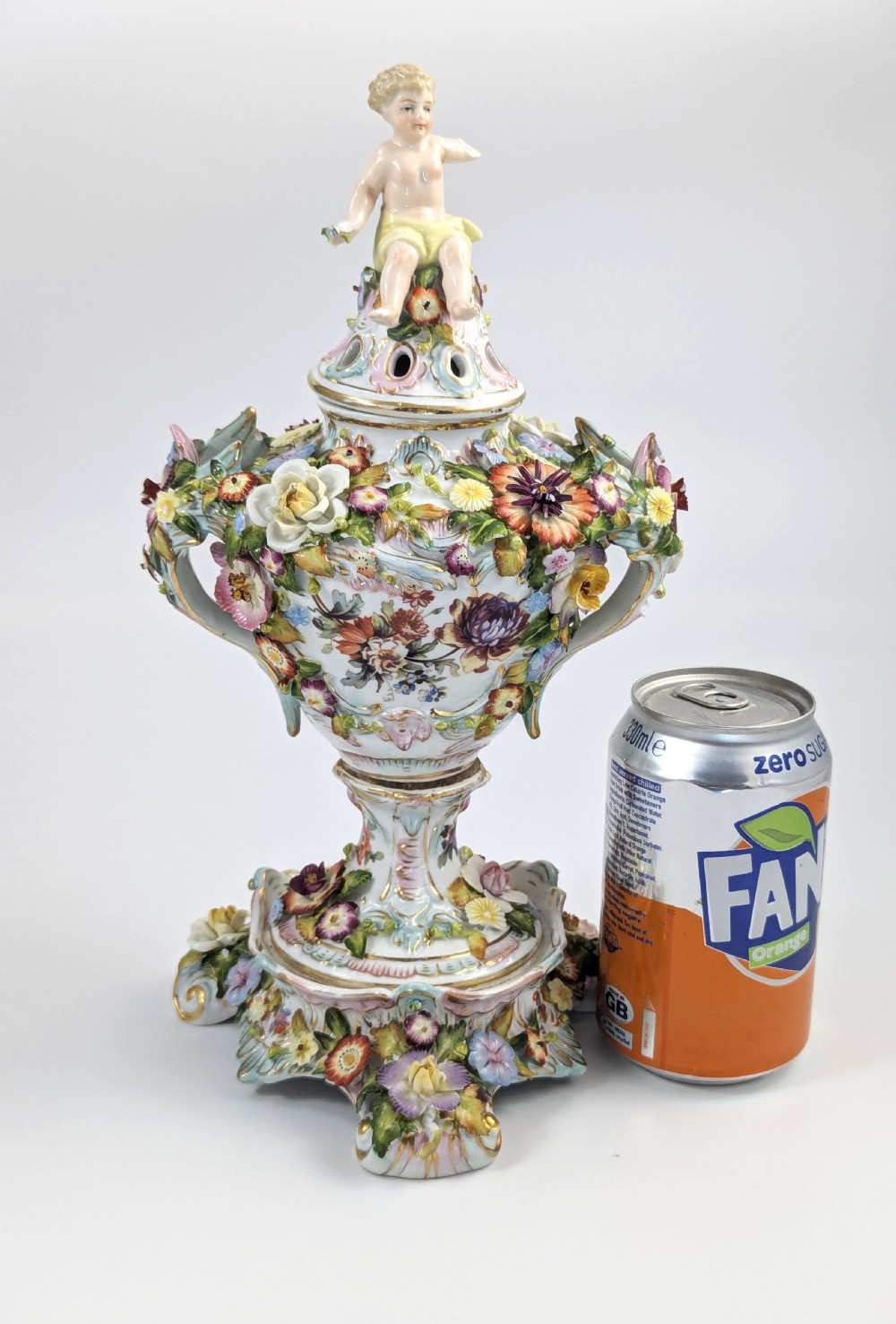 Very Rare Luxury Sitzendorf Potpourri Vase, c. 1885 View X