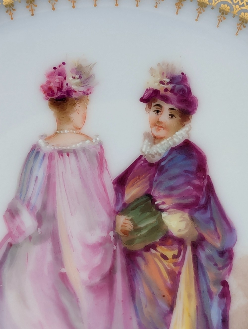 Rare Antique Sèvres-Style Hand-Painted Porcelain Cabinet Plate, Late 19th Century View III