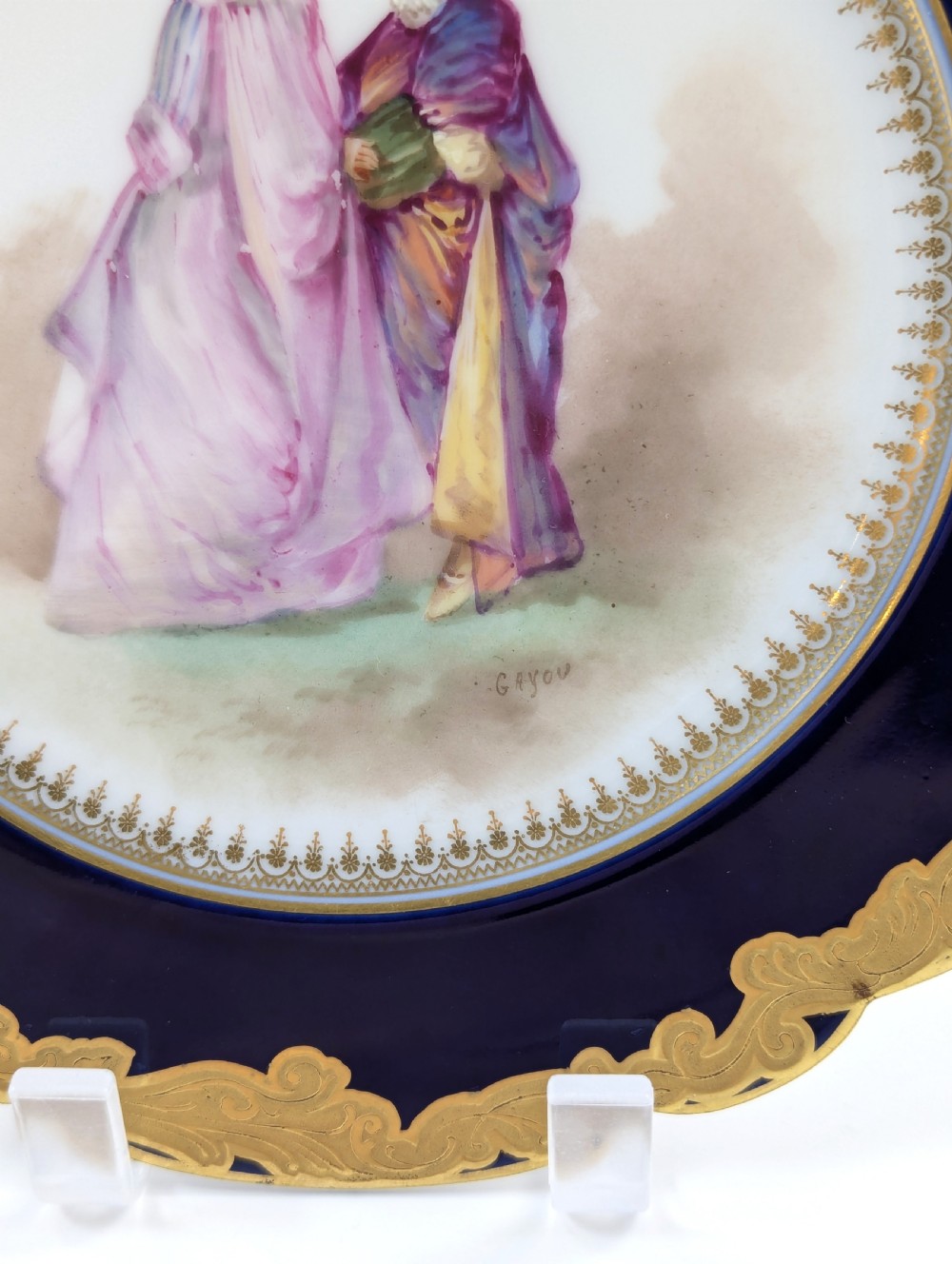 Rare Antique Sèvres-Style Hand-Painted Porcelain Cabinet Plate, Late 19th Century View IV
