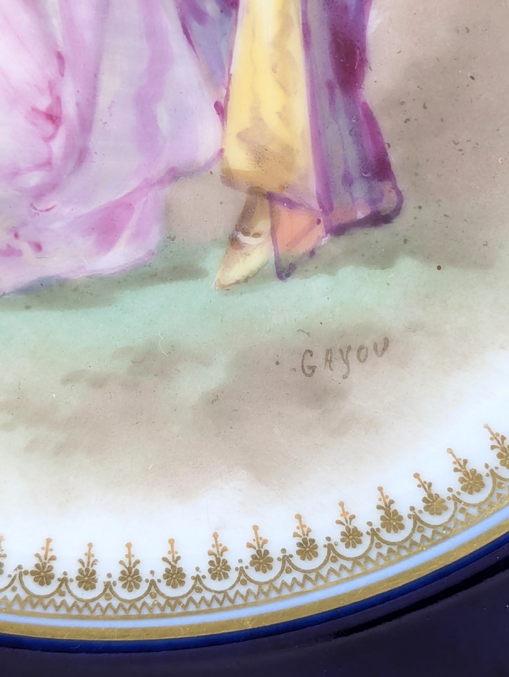 Rare Antique Sèvres-Style Hand-Painted Porcelain Cabinet Plate, Late 19th Century View V
