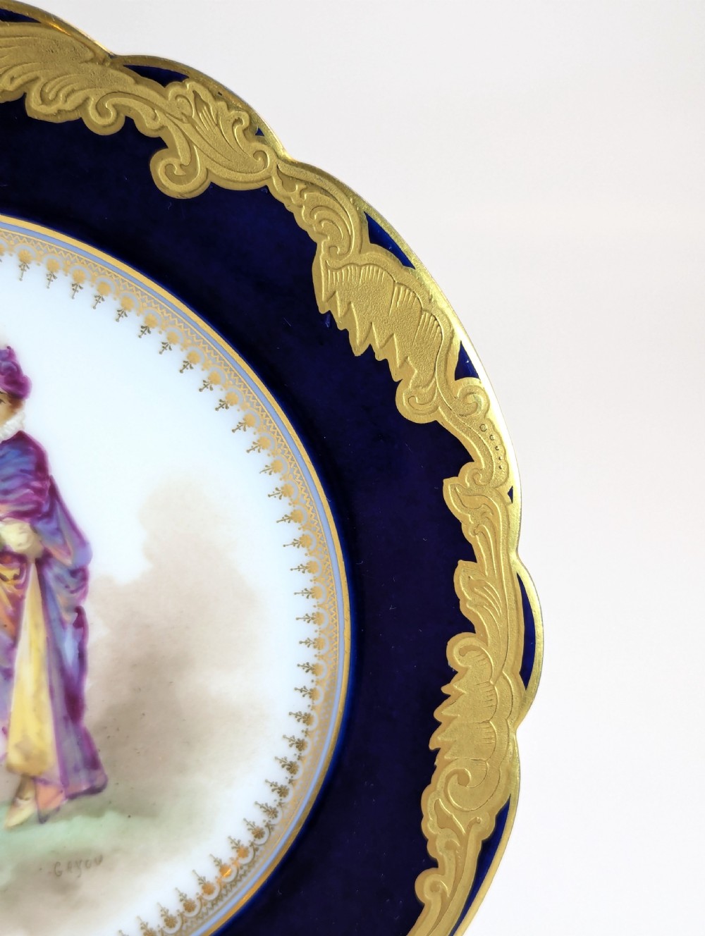 Rare Antique Sèvres-Style Hand-Painted Porcelain Cabinet Plate, Late 19th Century View VI