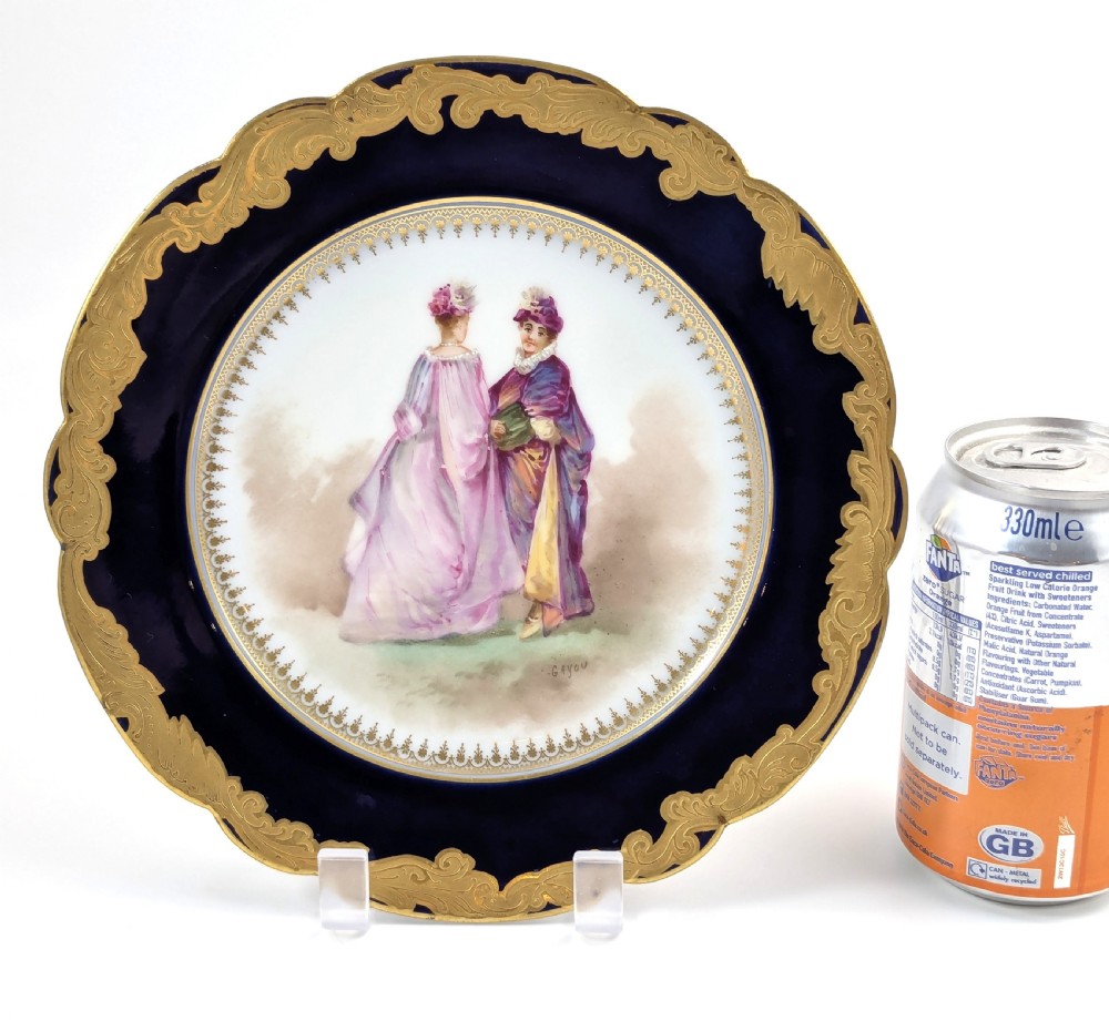 Rare Antique Sèvres-Style Hand-Painted Porcelain Cabinet Plate, Late 19th Century View XII