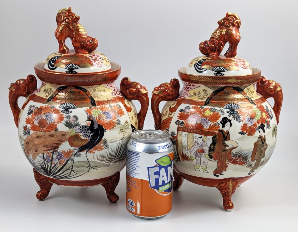 Exquisite Pair of Meiji Period Kutani Footed Jars, Japan  View XIII