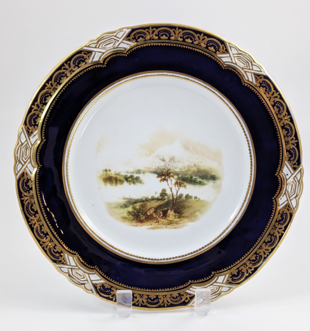 Pair of Antique Coalport Hand-Painted Porcelain Cabinet Plates  19th  View II