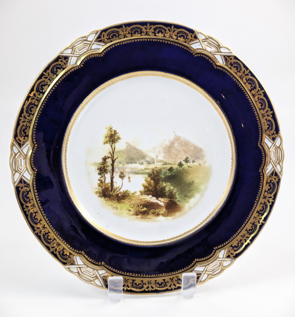 Pair of Antique Coalport Hand-Painted Porcelain Cabinet Plates  19th  View VI