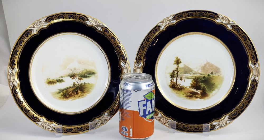 Pair of Antique Coalport Hand-Painted Porcelain Cabinet Plates  19th  View X