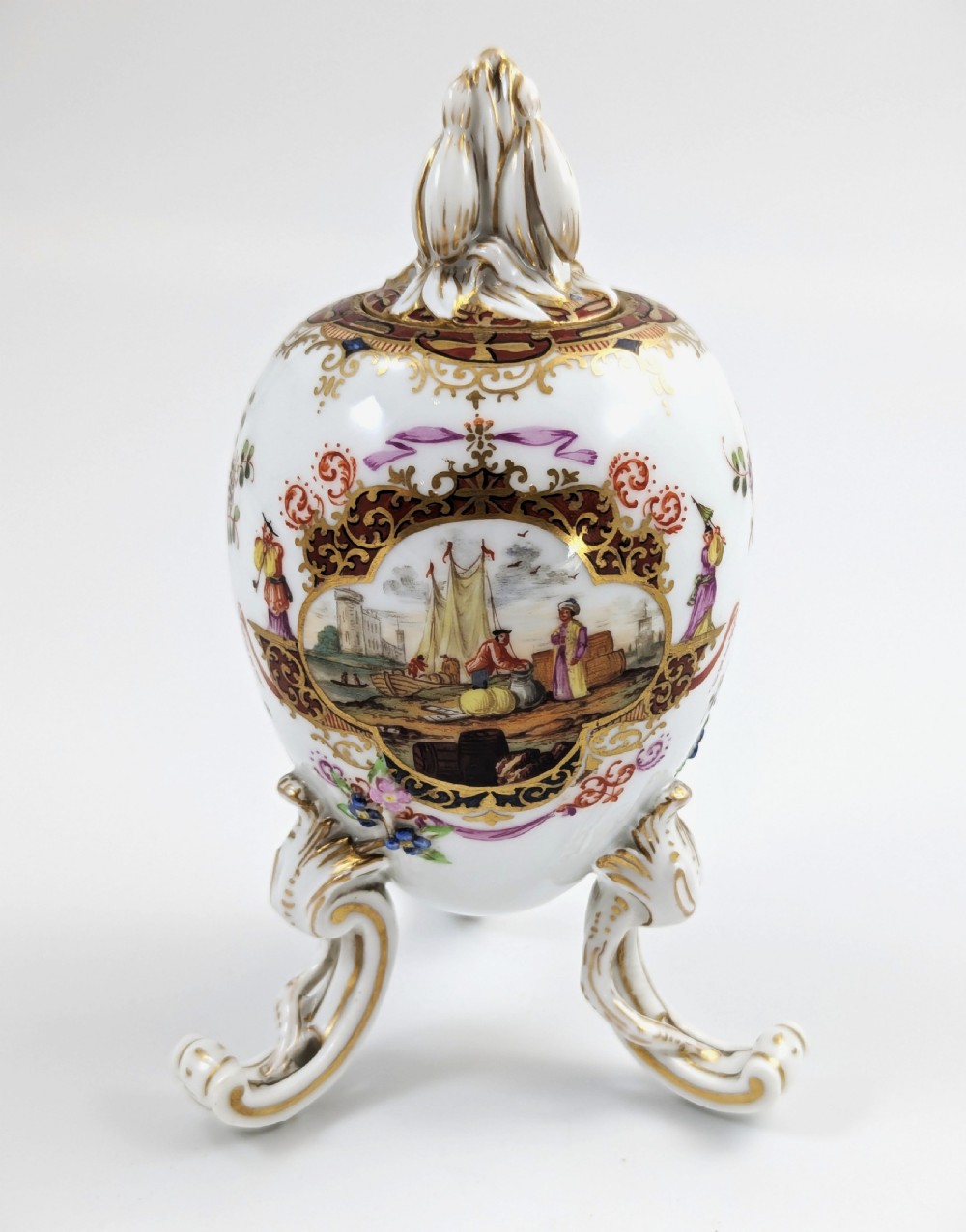 KPM Berlin, Porcelain Egg on Legs, Tea Caddy or Jar, c. 1780