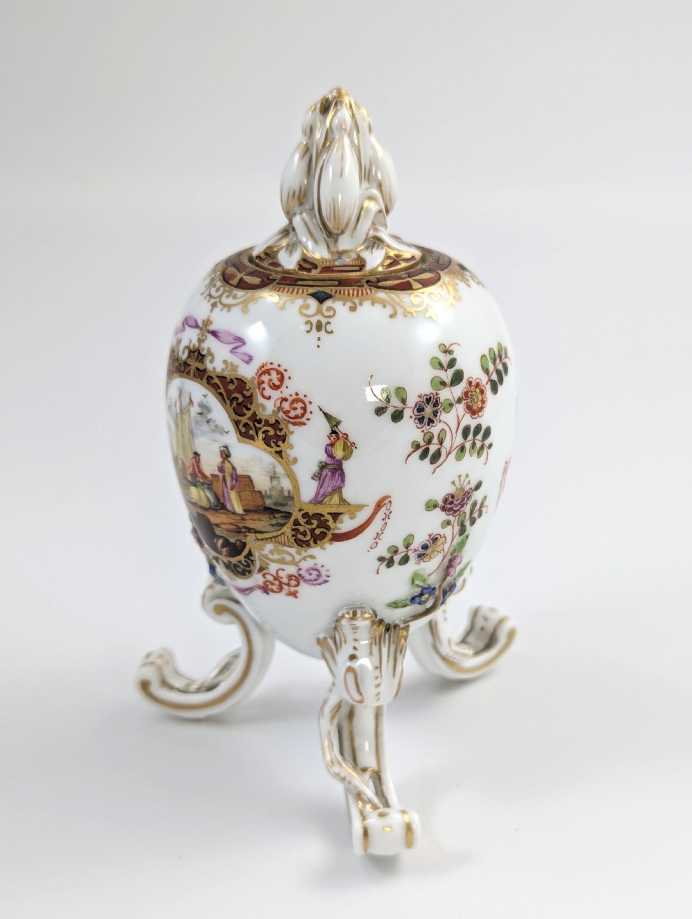 KPM Berlin, Porcelain Egg on Legs, Tea Caddy or Jar, c. 1780 View II