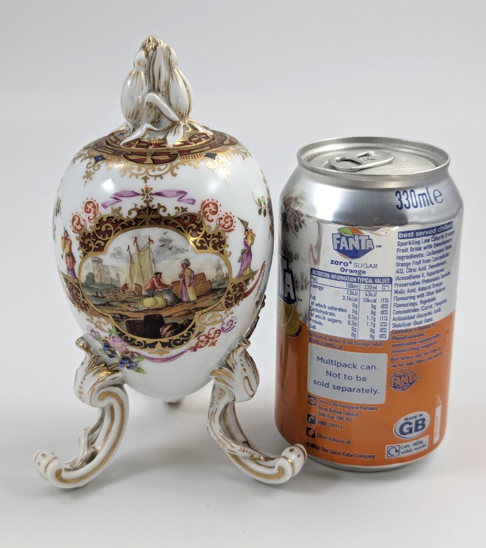 KPM Berlin, Porcelain Egg on Legs, Tea Caddy or Jar, c. 1780 View XVI