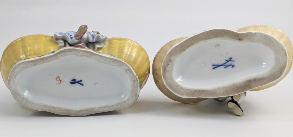 Meissen antique porcelain figural double salt cellars, Rococo style, c. 1830 View VII