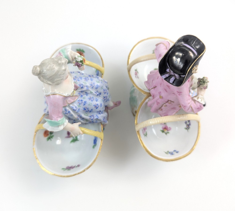 Meissen antique porcelain figural double salt cellars, Rococo style, c. 1830 View VIII