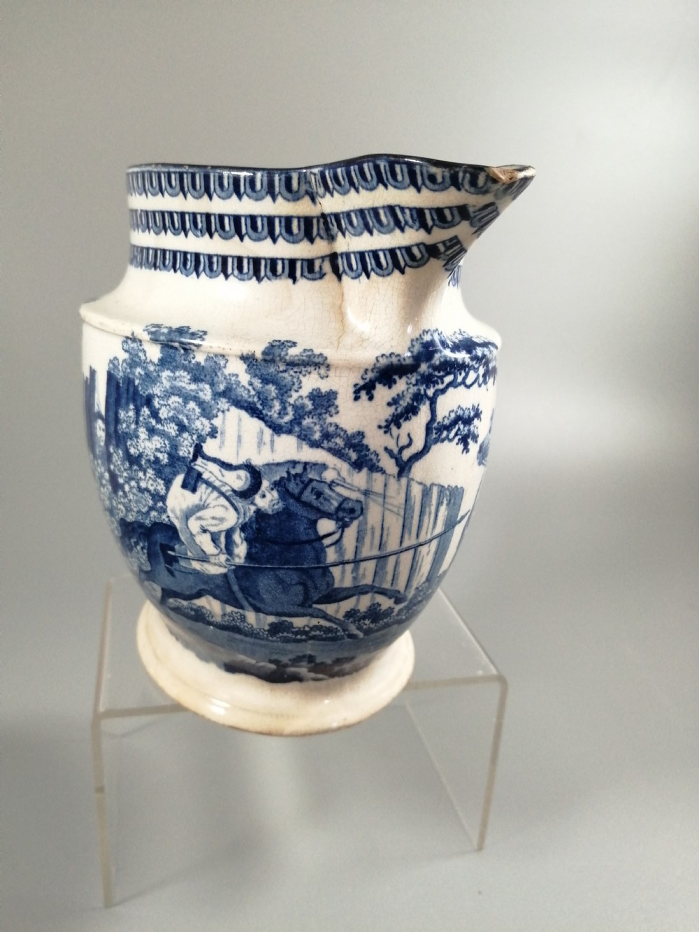 Rare Staffordshire Transfer Pearlware Pottery Jug, “Cossack Mode of Attack”,1814 View V