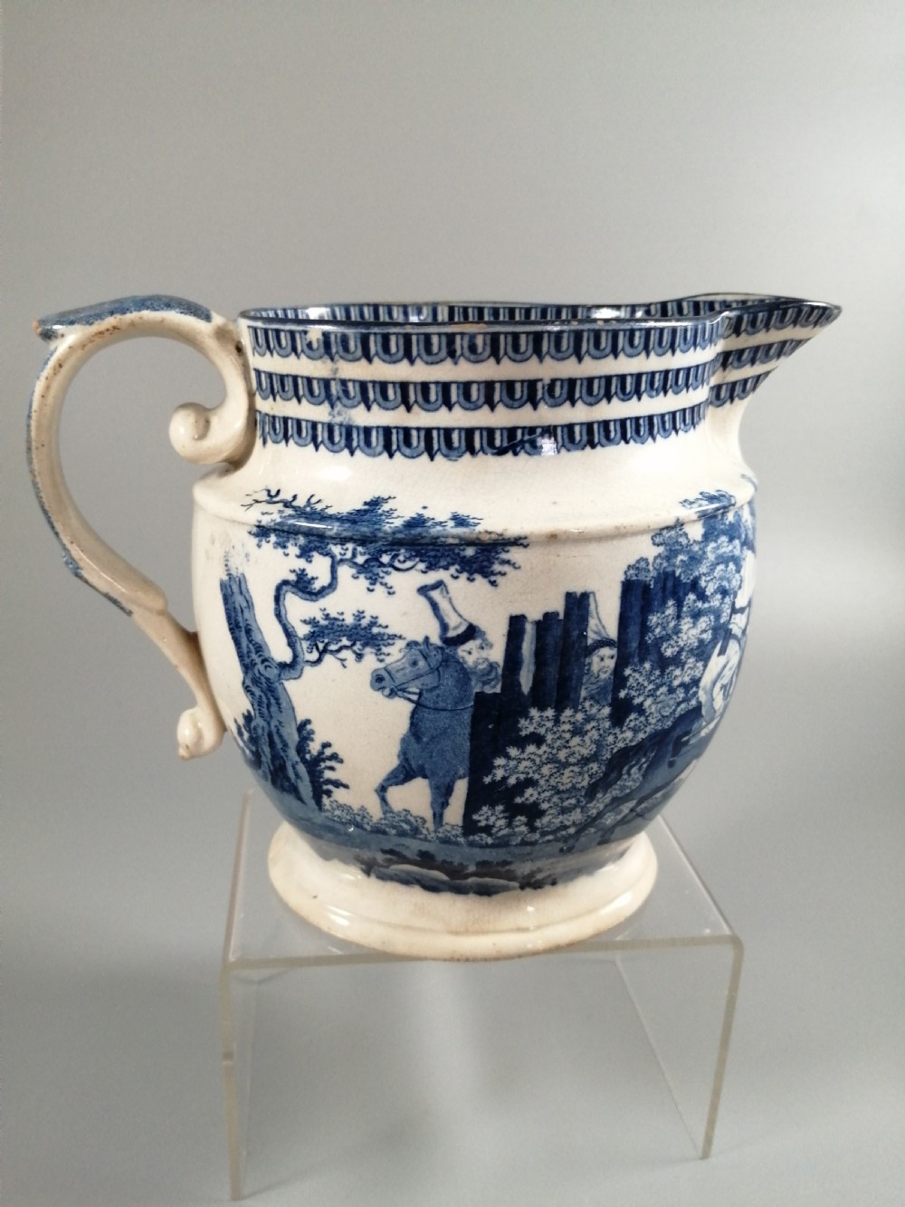 Rare Staffordshire Transfer Pearlware Pottery Jug, “Cossack Mode of Attack”,1814 View VII