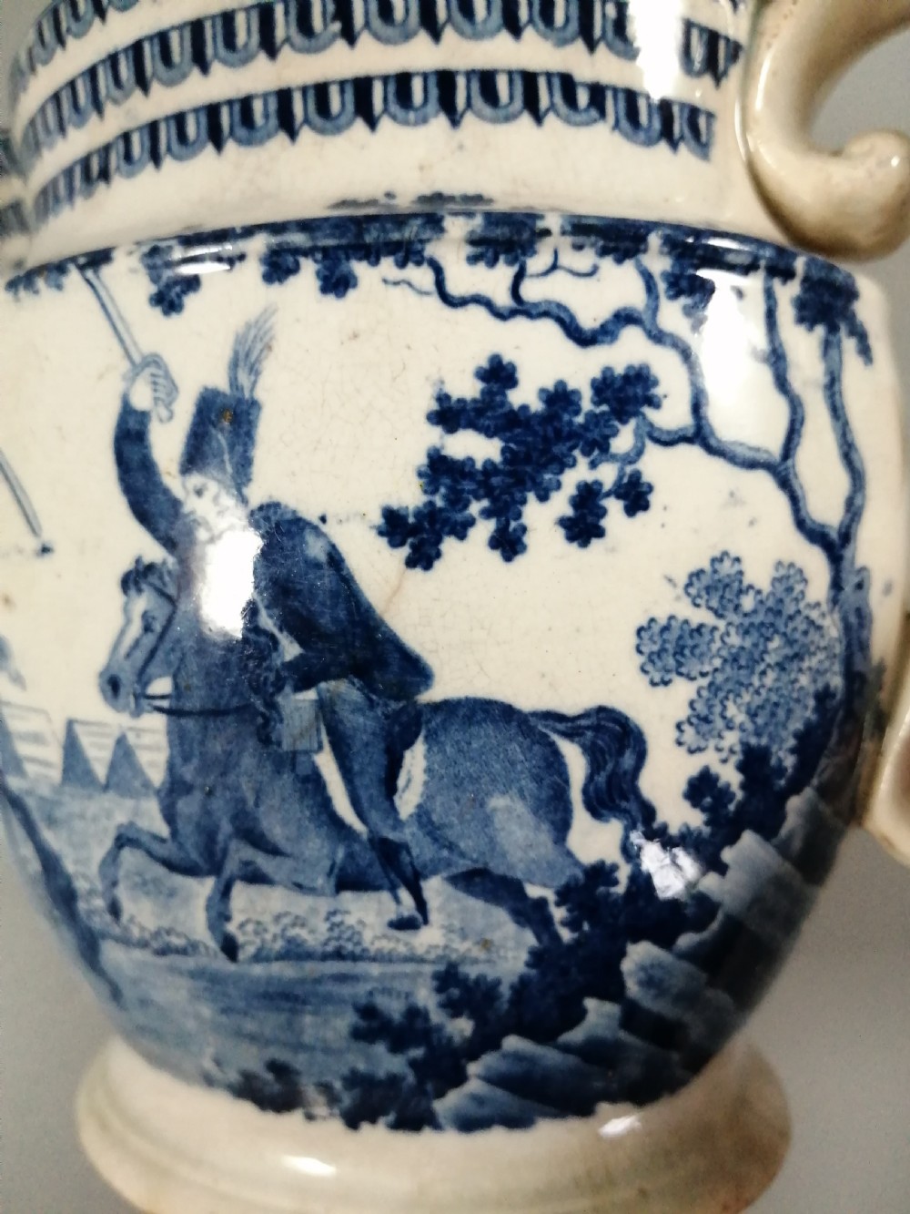 Rare Staffordshire Transfer Pearlware Pottery Jug, “Cossack Mode of Attack”,1814 View XV