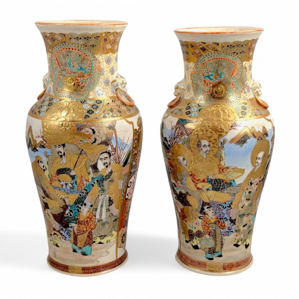 Satsuma Vases, Kyoto, Nishida Workshop , c. 1890