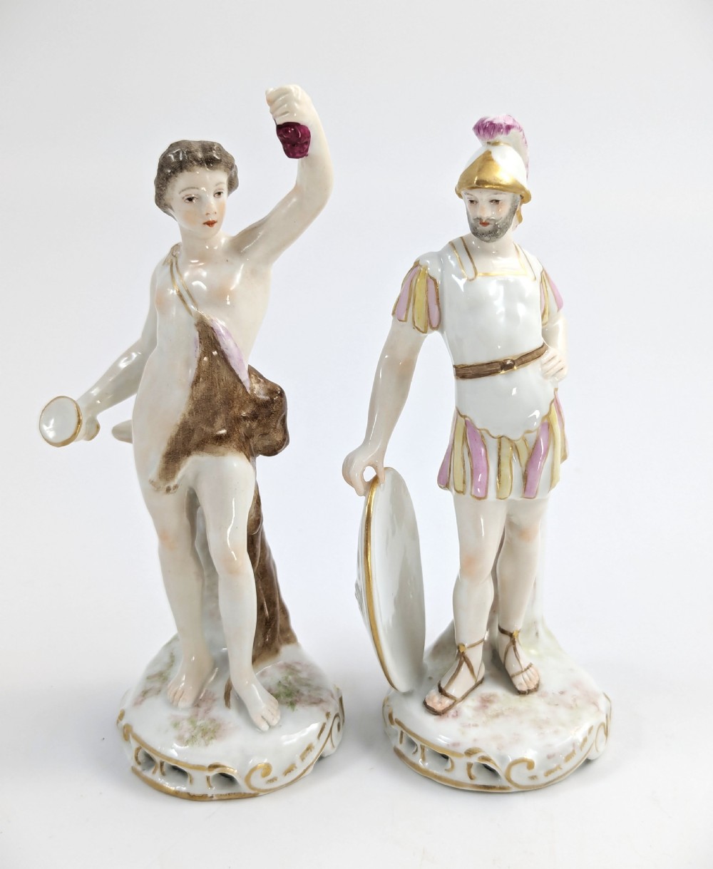 Bacchus and Mars Chelsea Style Figurines by Samson & Cie, circa 1850. 