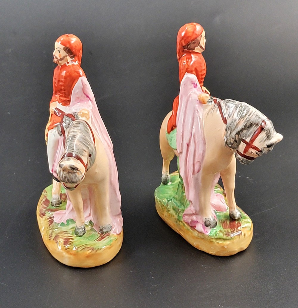 Staffordshire Porcelain Figures of Omar Pasha on Horseback, England c. 1850 View IV