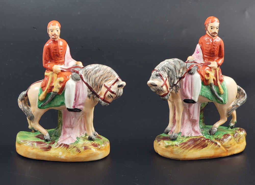 Staffordshire Porcelain Figures of Omar Pasha on Horseback, England c. 1850 View V