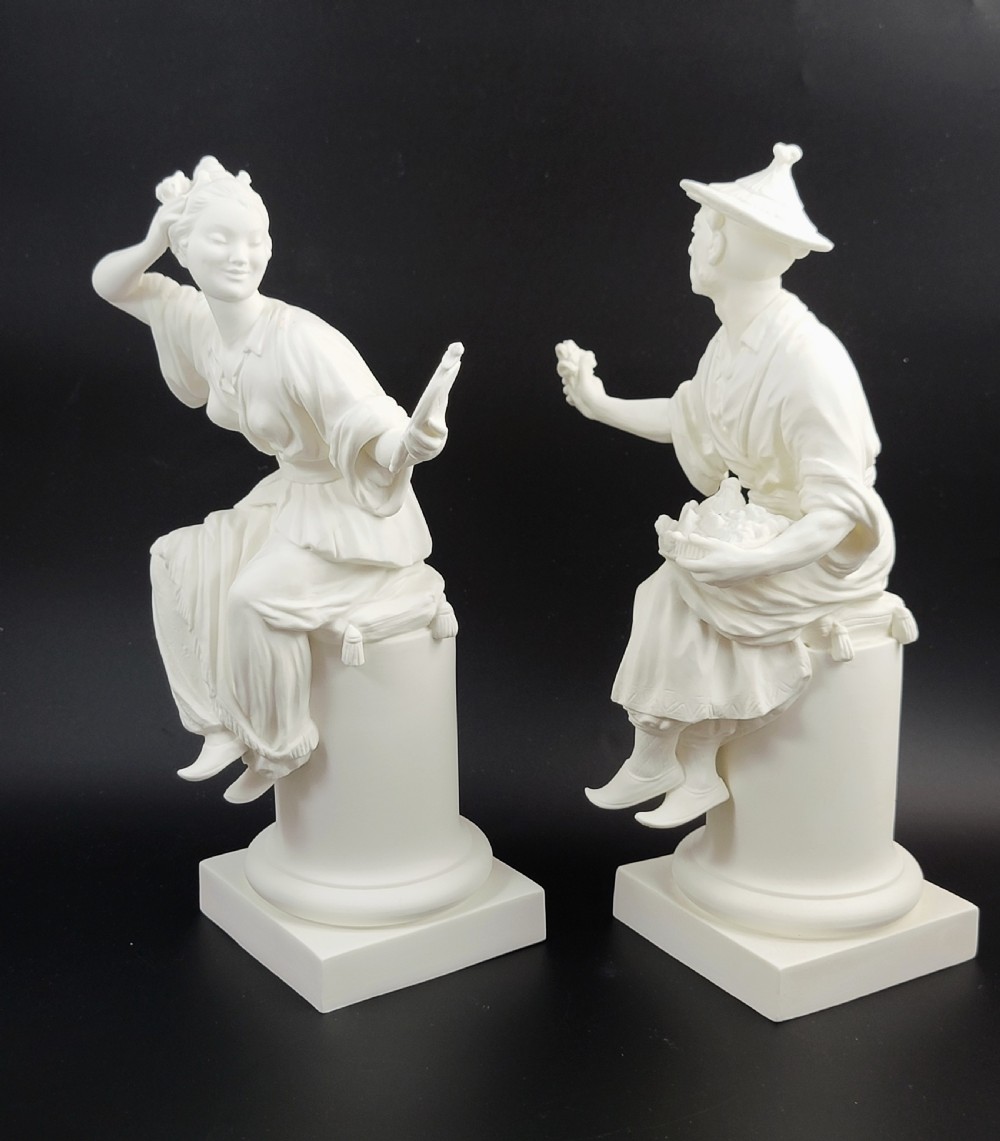 Royal Worcester Parian Figures by A. Azori “Le Miroir” & “Le Panier