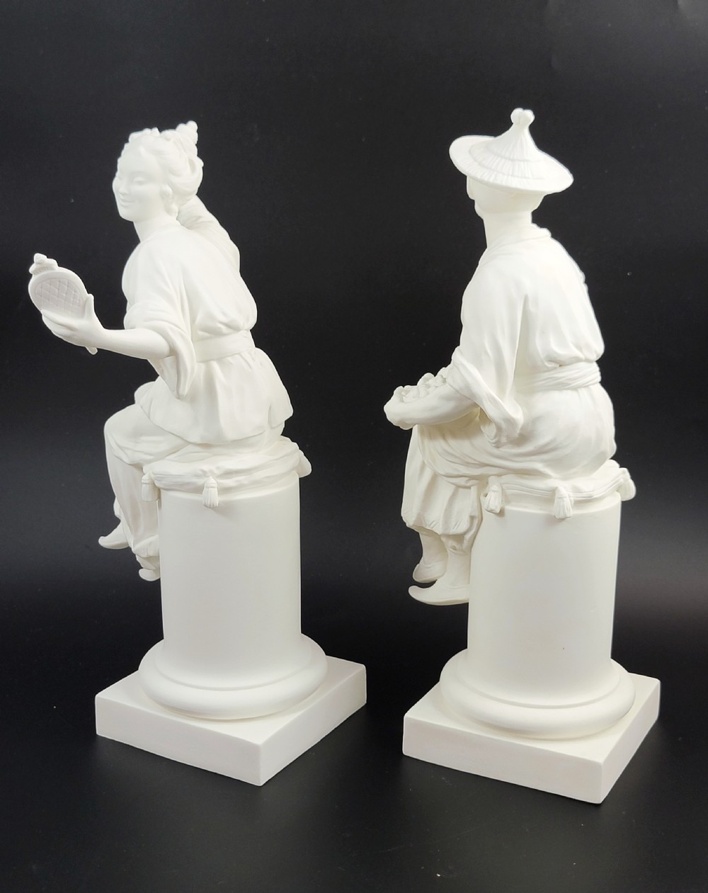 Royal Worcester Parian Figures by A. Azori “Le Miroir” & “Le Panier