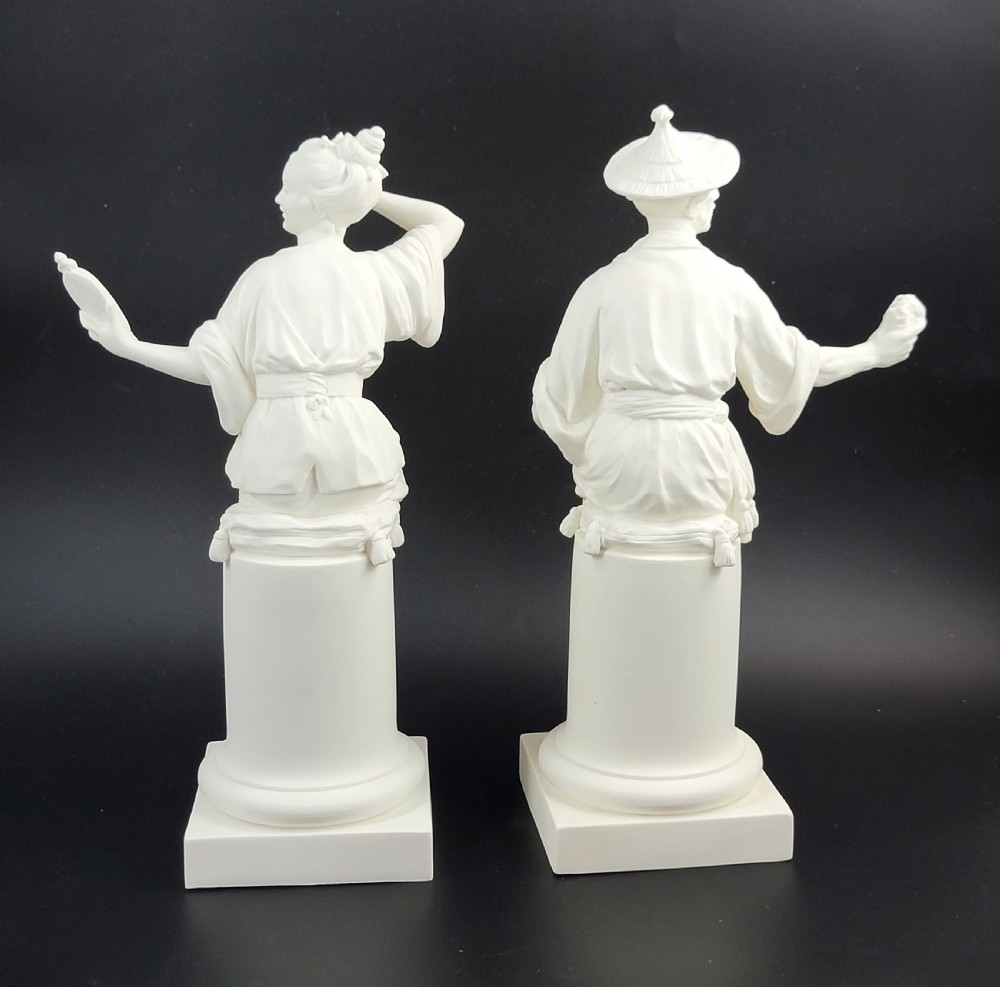 Royal Worcester Parian Figures by A. Azori “Le Miroir” & “Le Panier