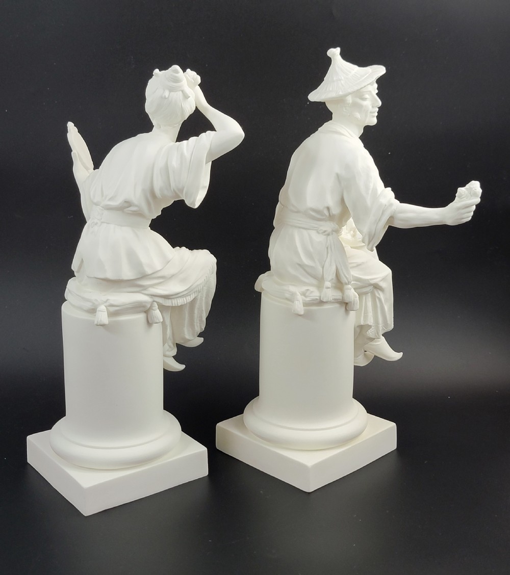 Royal Worcester Parian Figures by A. Azori “Le Miroir” & “Le Panier
