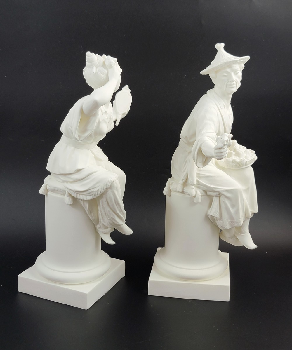 Royal Worcester Parian Figures by A. Azori “Le Miroir” & “Le Panier