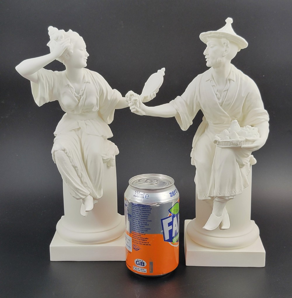 Royal Worcester Parian Figures by A. Azori “Le Miroir” & “Le Panier