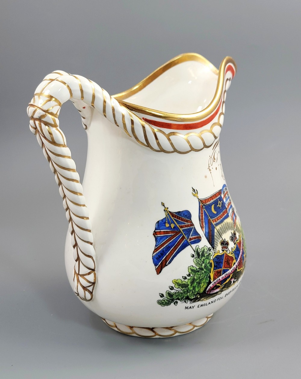 Rare Staffordshire Crimean War Alliance Jug by G.F. Bowers, c.1857 View III