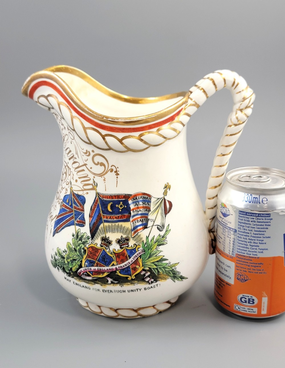 Rare Staffordshire Crimean War Alliance Jug by G.F. Bowers, c.1857 View XIII