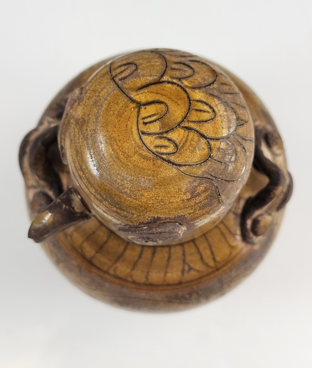 Rare Chinese Zoomorphic Stoneware Jar – Bird-Head Lid – Southern Kilns, Qing Dynasty c.1850–1890 View X