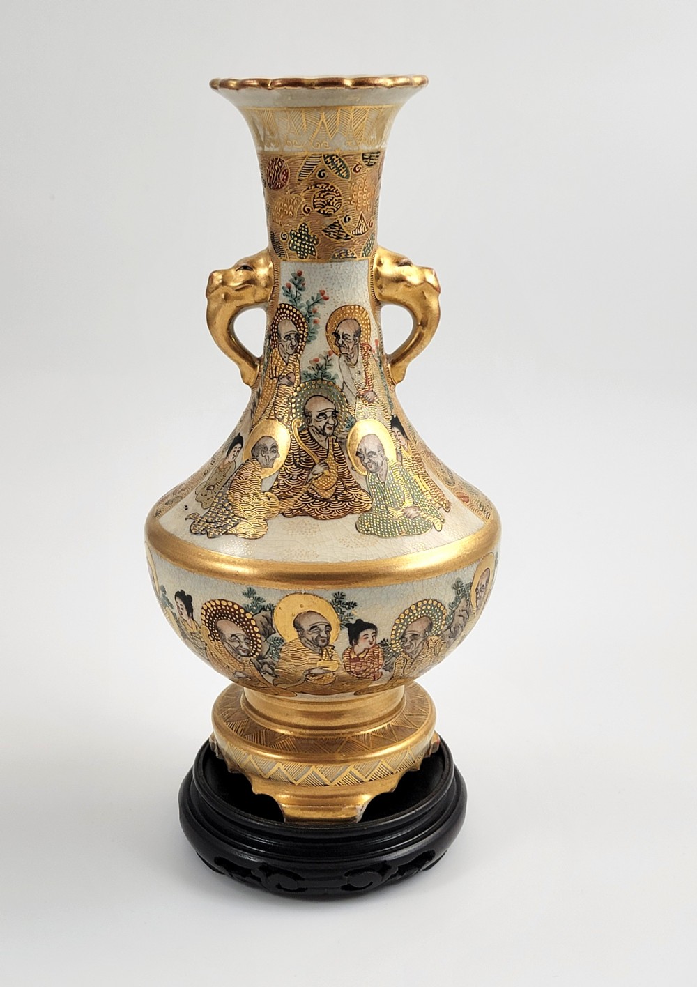 Satsuma Vase with Elephant Handles and Shimazu Crest, c.1890