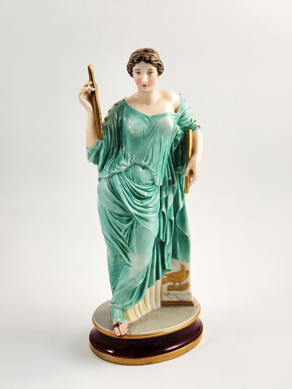 Royal Worcester Porcelain Figure of Aphrodite, Dated 1867, Sea-Green Robe View II