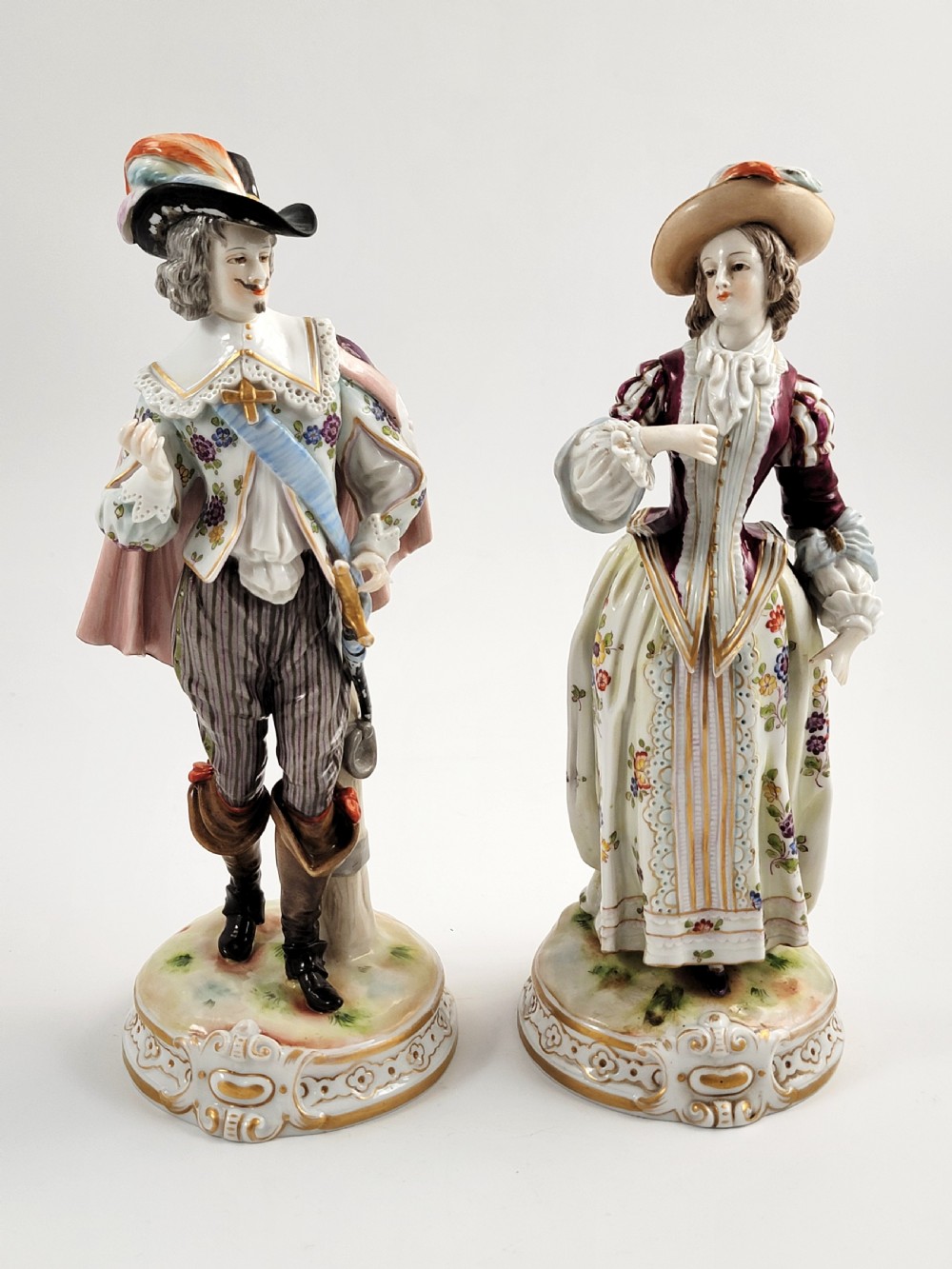 Ludwigsburg Porcelain Pair of Figures, Musketeer and Lady, c. 1758–1793
