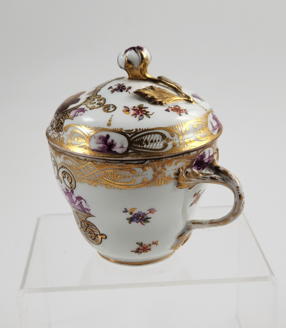 Meissen Covered Chocolate Cup, Harbour Views & Puce Chinoiserie, c. 1780–1820 View VI