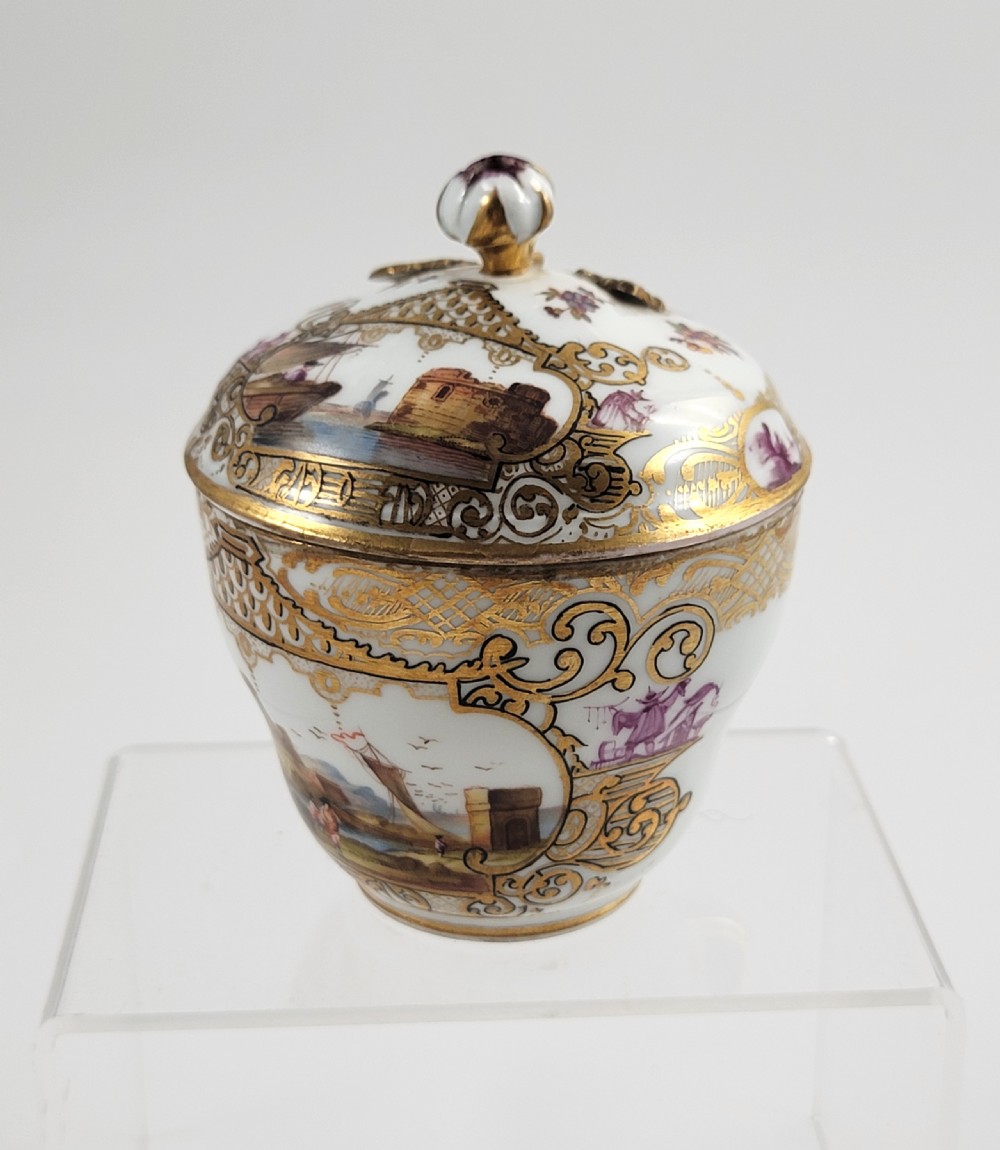 Meissen Covered Chocolate Cup, Harbour Views & Puce Chinoiserie, c. 1780–1820 View VII