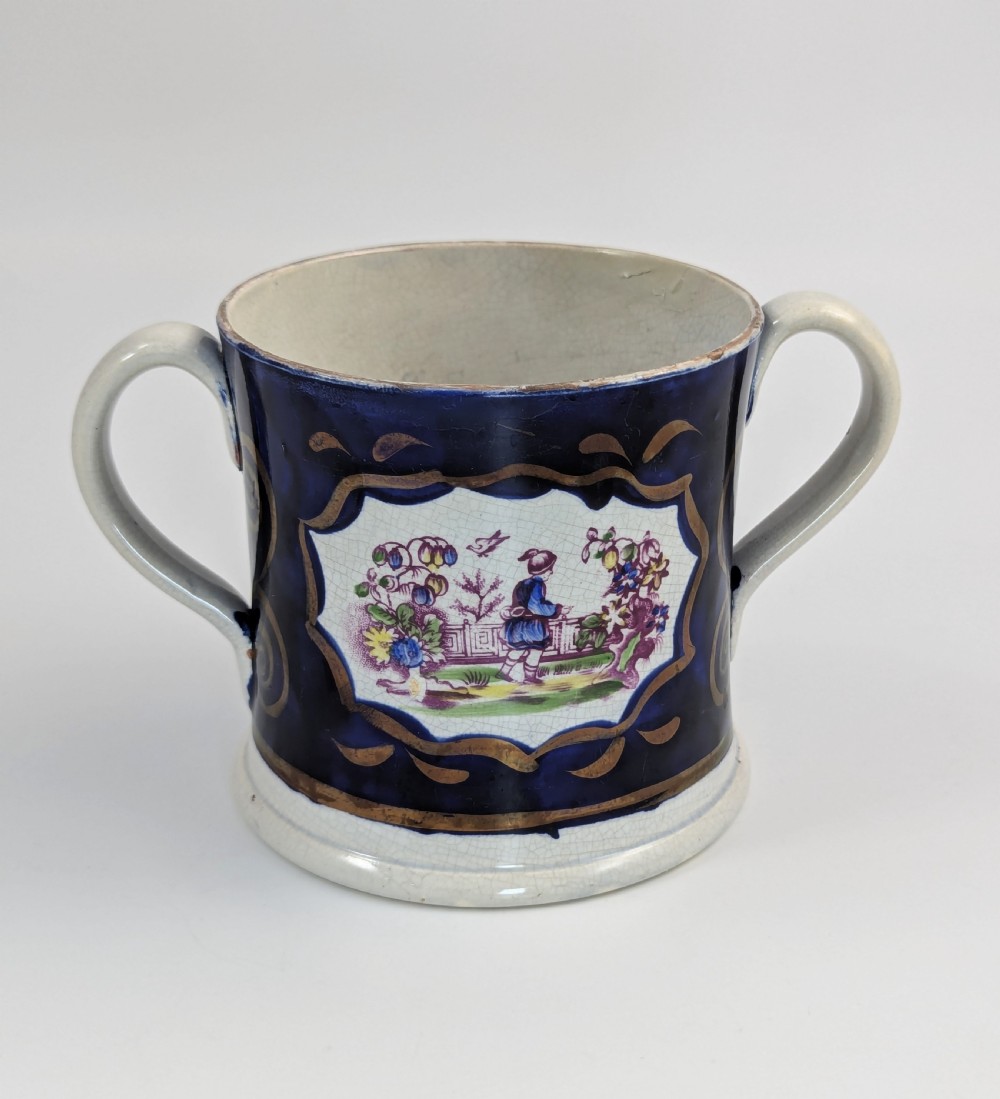 Early 19th Century Staffordshire Pearlware Loving Cup, Chinoiserie, c.1820 View VII