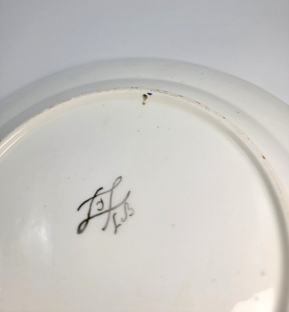 Sèvres Porcelain Plate, France, c. 1785, Basketweave, Hand Painted Flowers View V