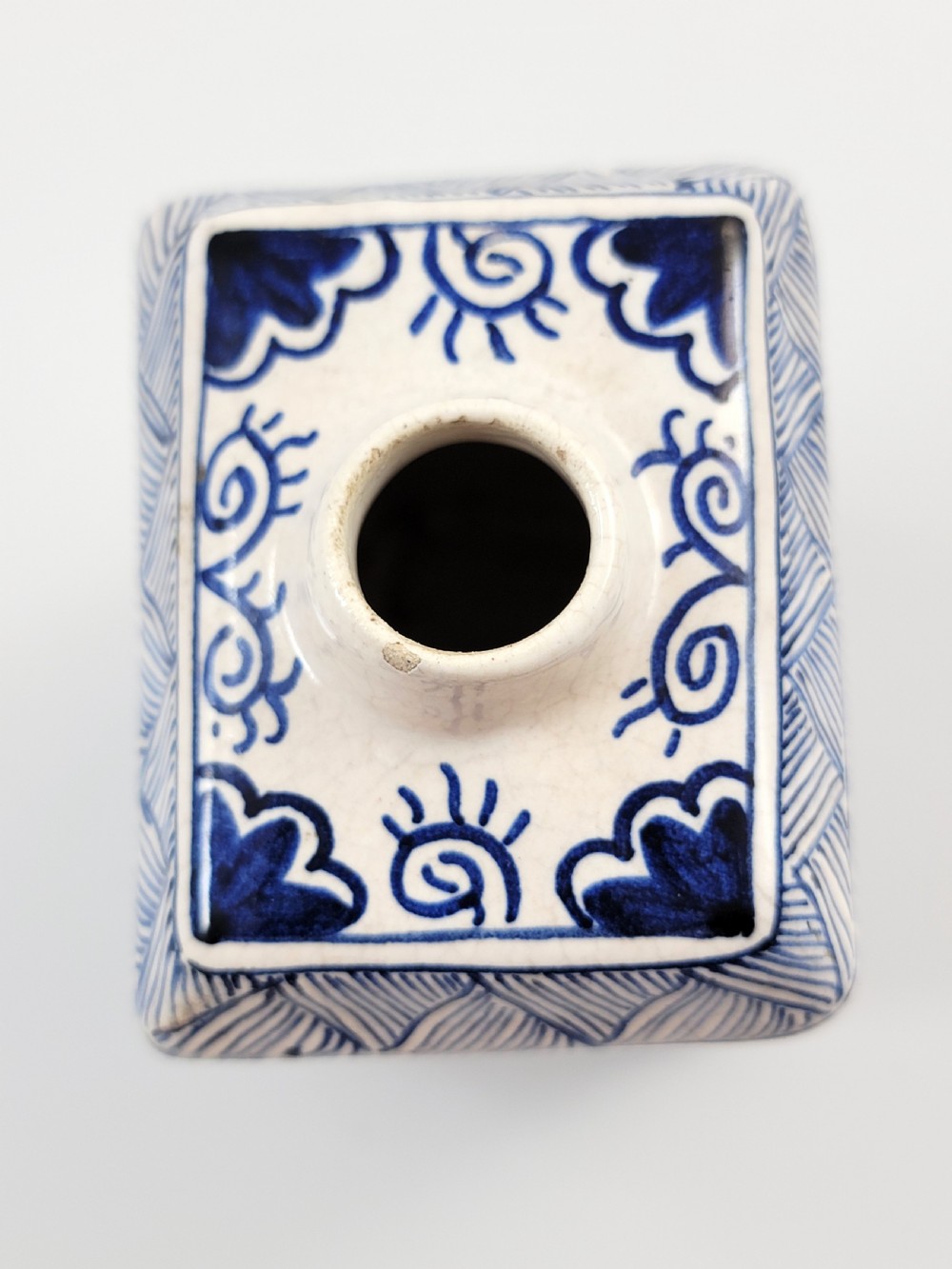 Antique Dutch Delft Blue and White Tea Caddy, Rectangular with Beveled Shoulders, c.1760–1780 View VI