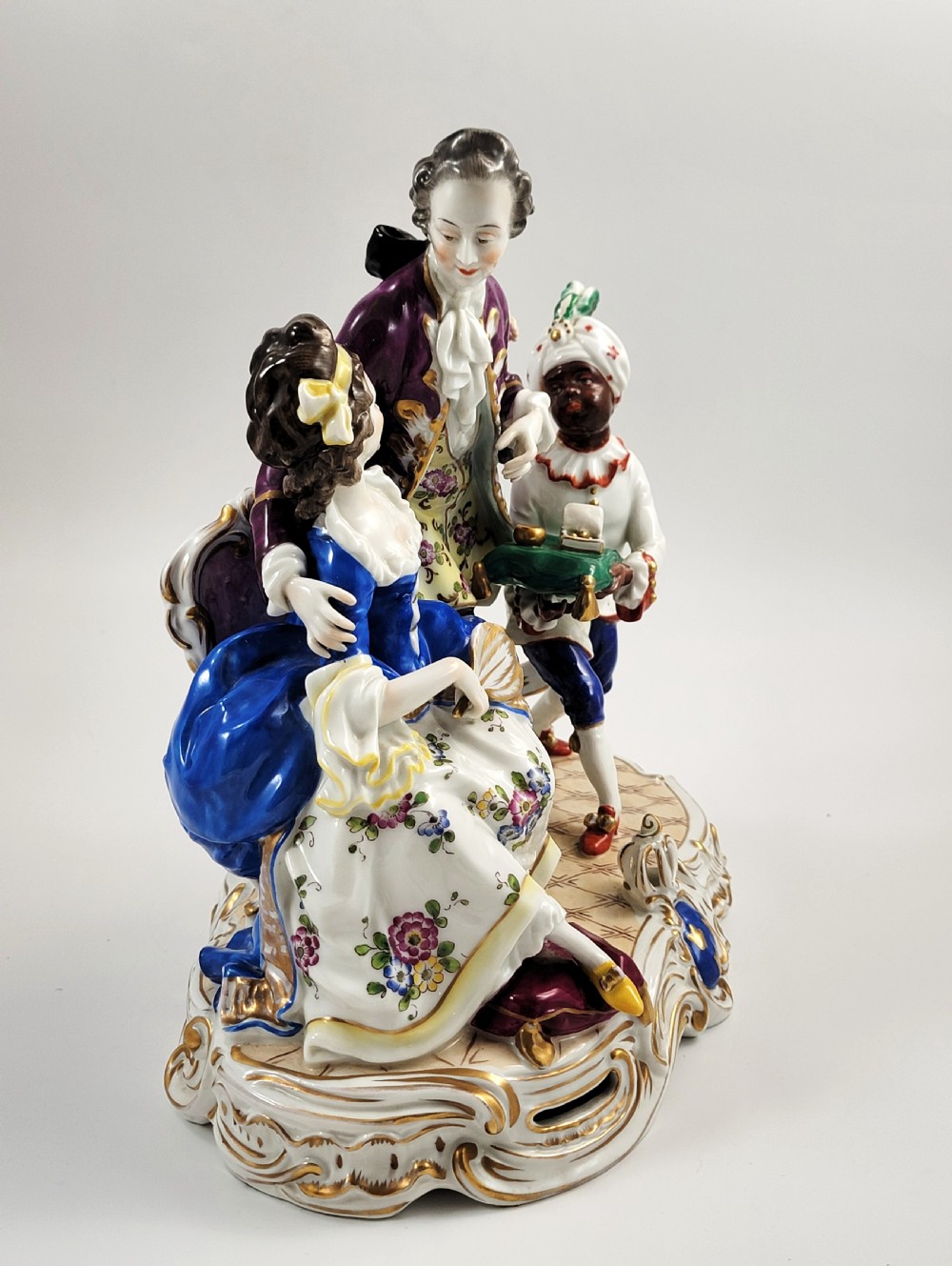 Large Volkstedt Porcelain Group, Schwarzburger Werkstätten, Moorish Page Boy, Signed H. Meisel, c.1920 View VII