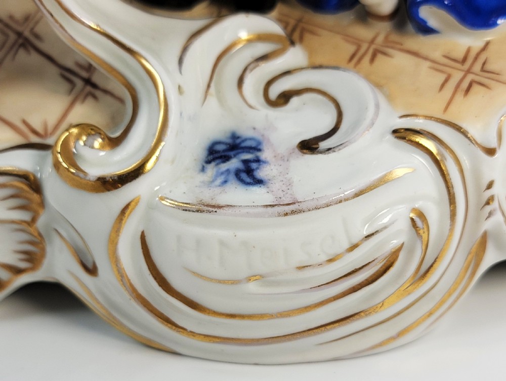 Large Volkstedt Porcelain Group, Schwarzburger Werkstätten, Moorish Page Boy, Signed H. Meisel, c.1920 View XII