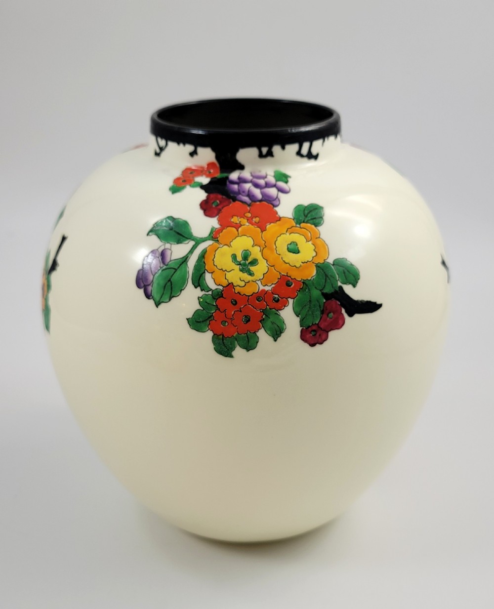 Royal Doulton Mandarin Ware Vase, Flamingo by R. Allen, White, c.1920 View V