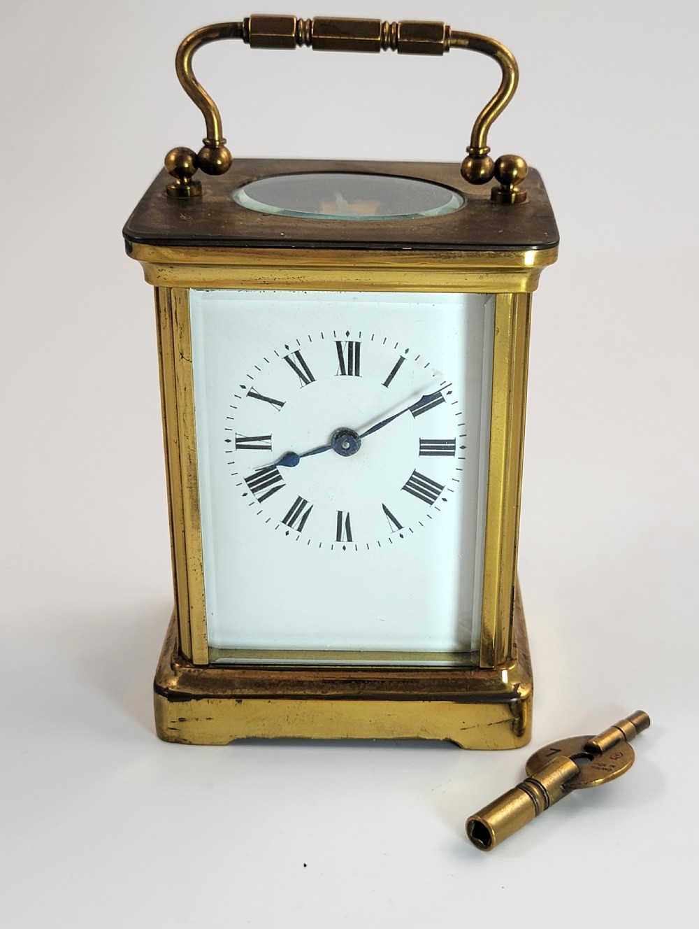 French Brass Carriage Clock by Duverdrey & Bloquel, c.1900,Working, Original Key