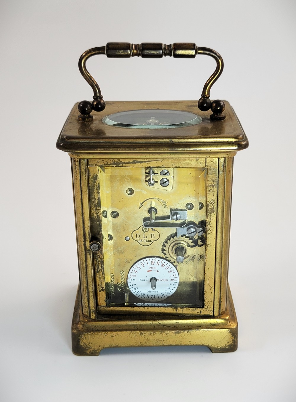 Original French Carriage Clock by Delepine-Barrois, c.1900, Working, Alarm, Key View V
