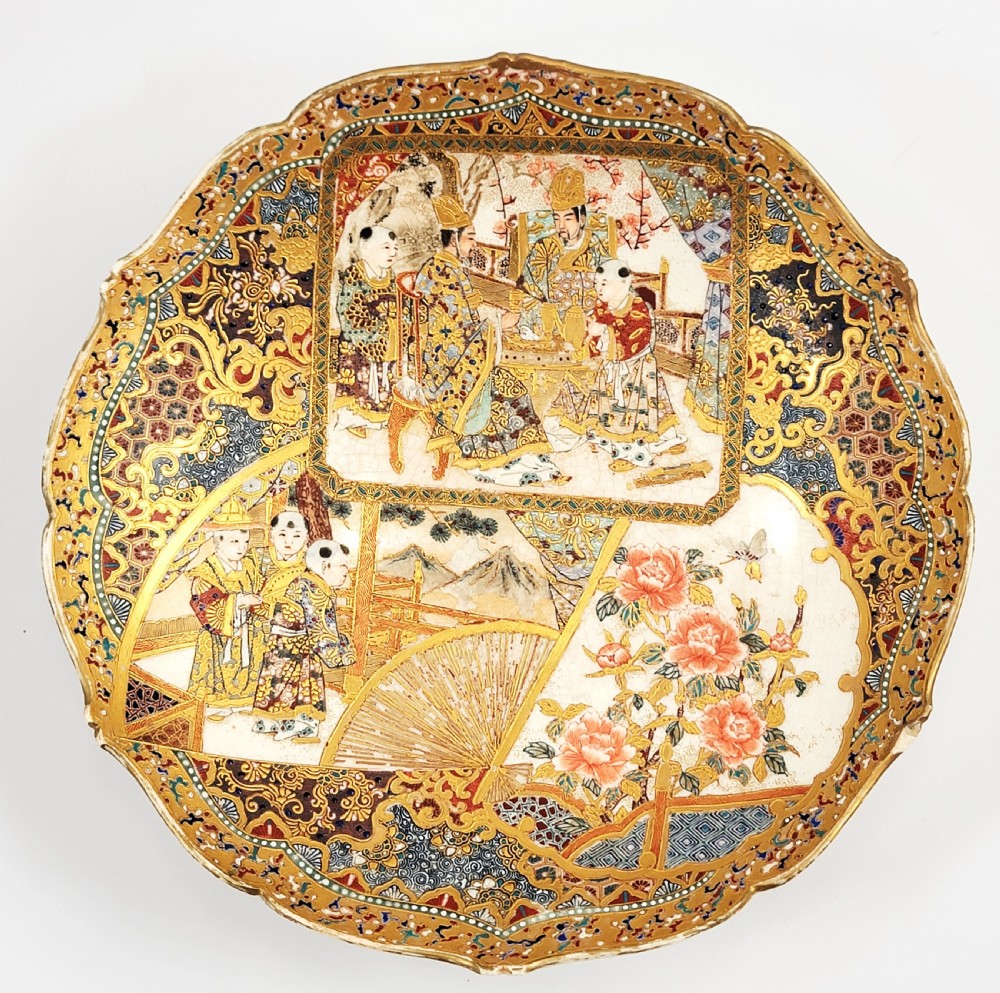 Kyoto Satsuma Charger signed Kyokuzan , Meiji c.1885–1900 – Fine Kyoto School
