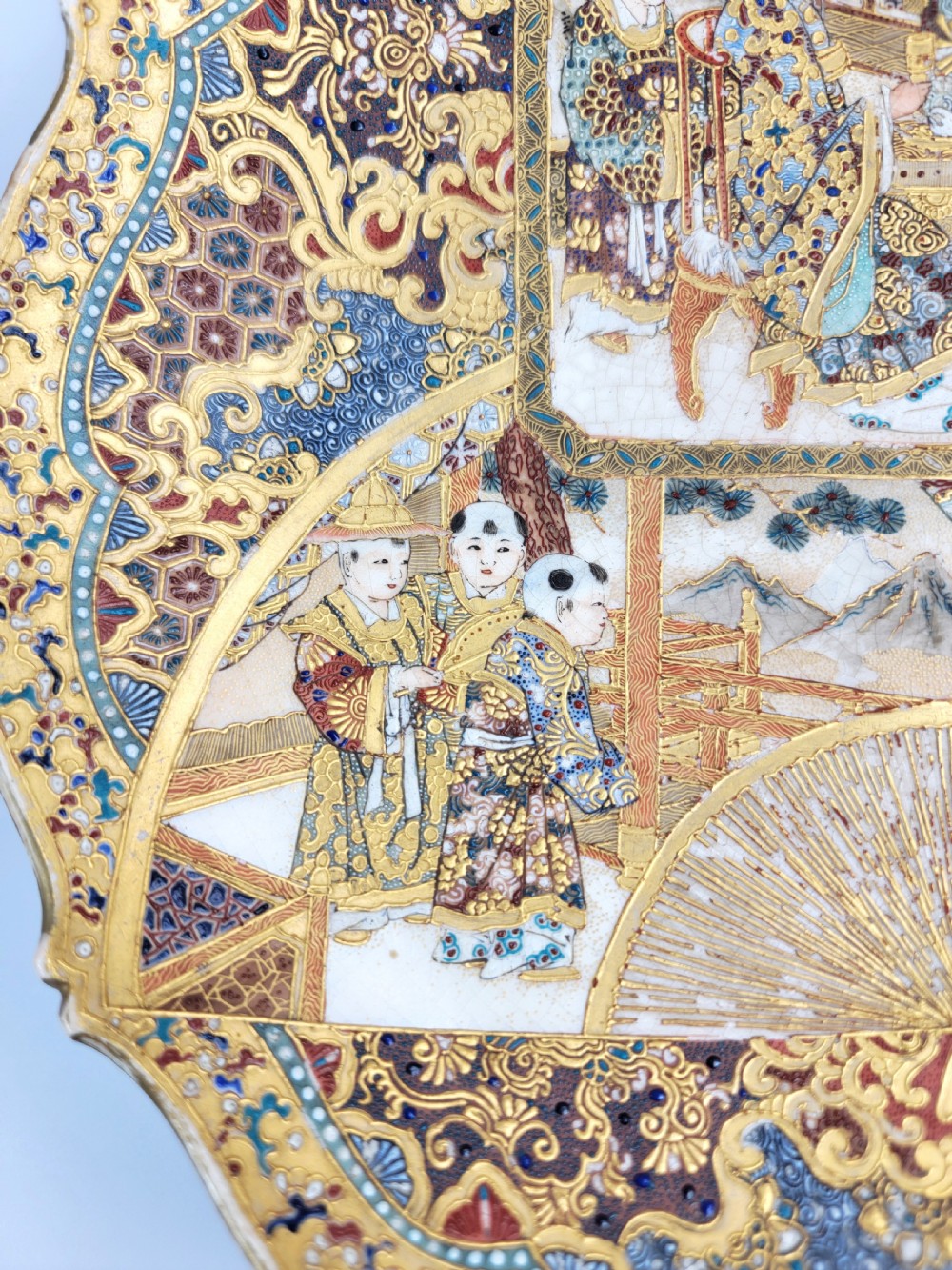 Kyoto Satsuma Charger signed Kyokuzan , Meiji c.1885–1900 – Fine Kyoto School View IV