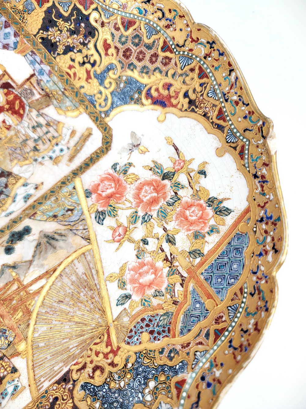 Kyoto Satsuma Charger signed Kyokuzan , Meiji c.1885–1900 – Fine Kyoto School View VI